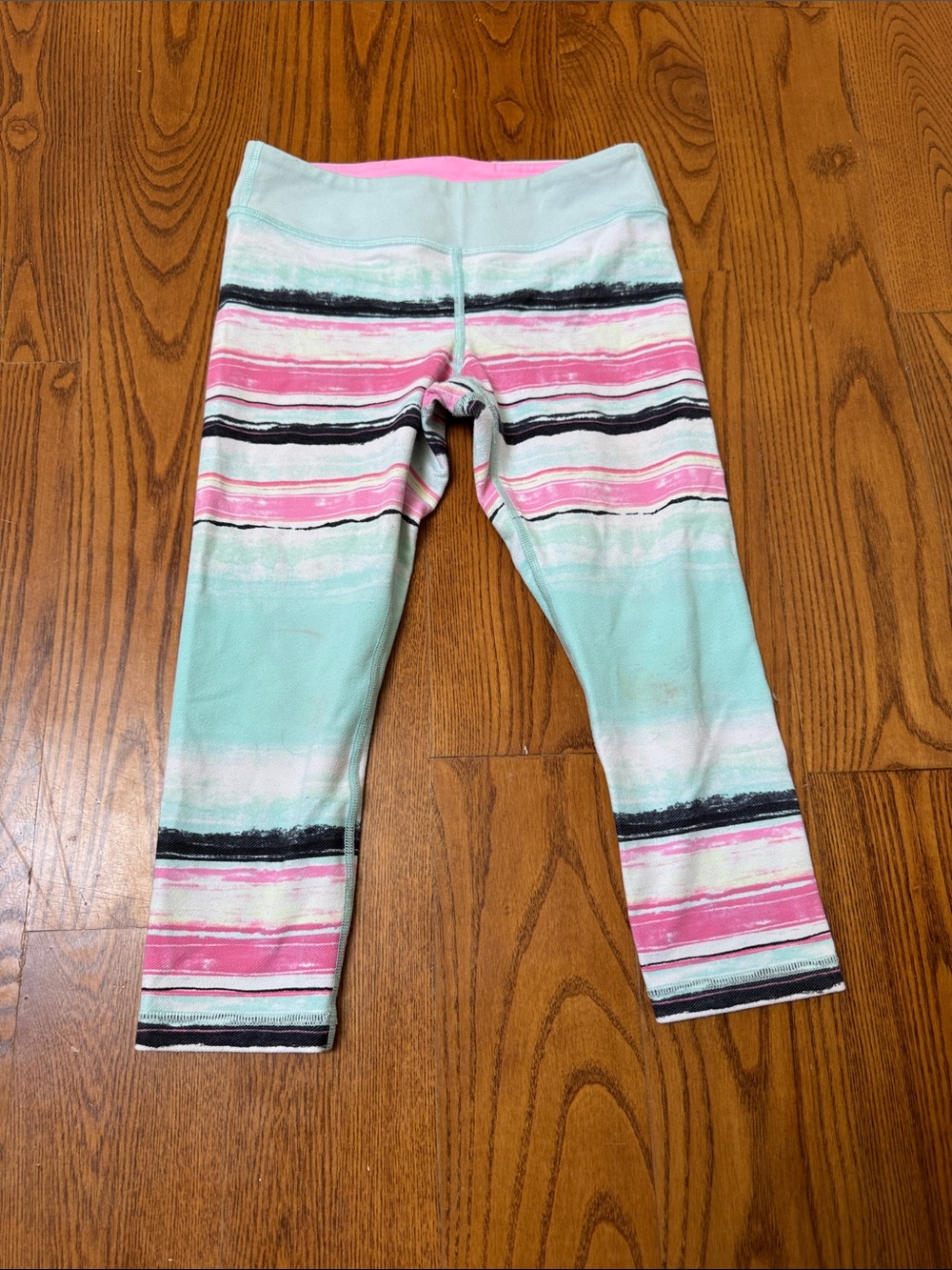 Ivivva Mint, Pink and Black Striped Girls' Leggings